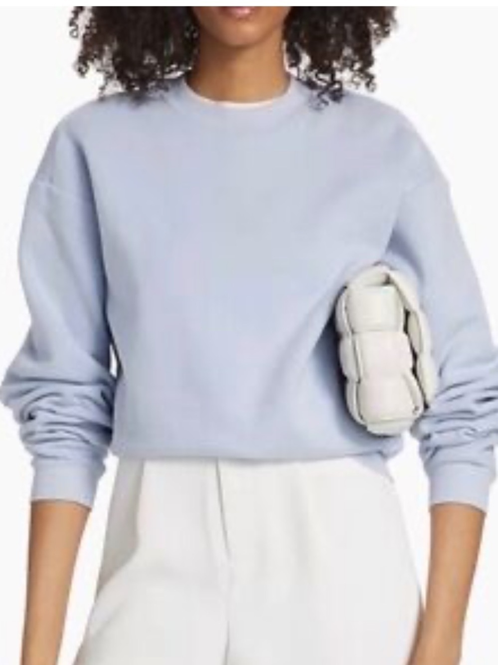 Skims Blue Cotton Blend Crewneck Fleece Sweatshirt Size Small